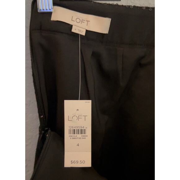Sequin Skirt  NWT Women Size 4 Black Lined Above Knee Party Ann Taylor Loft - Picture 8 of 9